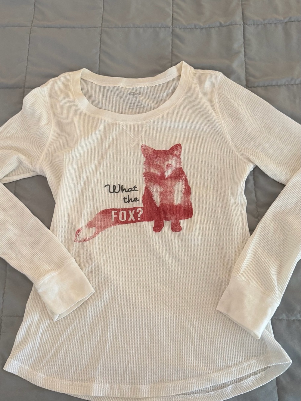 Old Navy White Long Sleeve Tee with Pink Fox Graphic